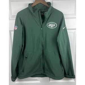 New York Jets Jacket Mens Large Green Nike NFL On Field Apparel Full Zip Pockets
